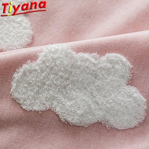 Kids Cute Cartoon Clouds Curtains for Living Room Pink Semi-Blackout White Cloudy Curtains for Childrens Room #VT