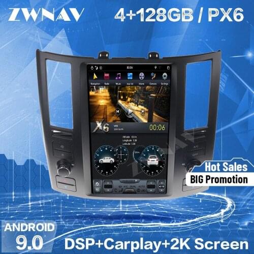 128G Tesla Screen Carplay For 2003 2004 2005 2006 2007 Infiniti FX FX25 FX35 FX37 Android DSP Player Audio Stereo Radio Recorder