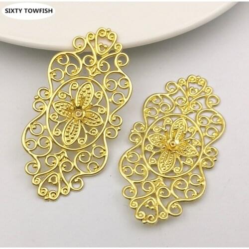 10PCS/lot 28*56mm Fashion Original Brass Filigree Wraps Connectors Flowers Slice Components Jewelry Making Findings B10047