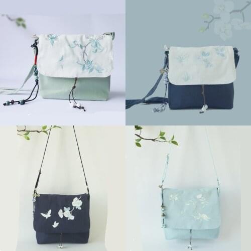 1pcs Summer New Chinese Style Ancient Canvas Bag for Hanfu Decor Crossbody Womens Satchel Teenagers Bookbag Women Girl Gift