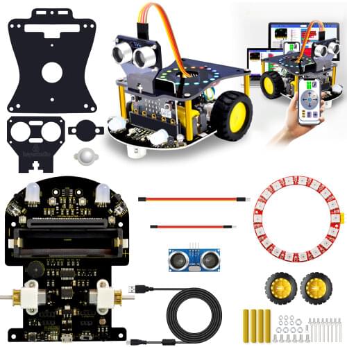 Keyestudio BBC Micro:bit V2 V1.5 Coding Robot Car For Micro bit Robot STEM Programmable DIY Toy (No Micro:bit Board)