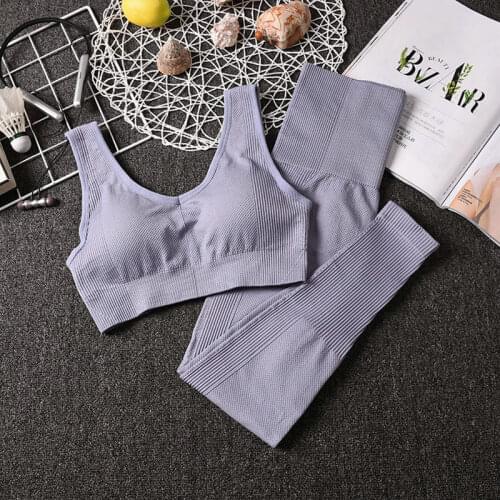 2PCS Yoga Set Sports Suit Fitness Clothes for Women Push Up Sports Bra Seamless Leggings Gym Set Workout Running Pant Sportswear