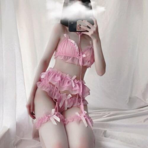 Japanese Soft Cute Girl Private Beauty Underwear Set Maid Sexy Temptation Fairy Princess Lace Dress Uniformes Sweat Suits Women