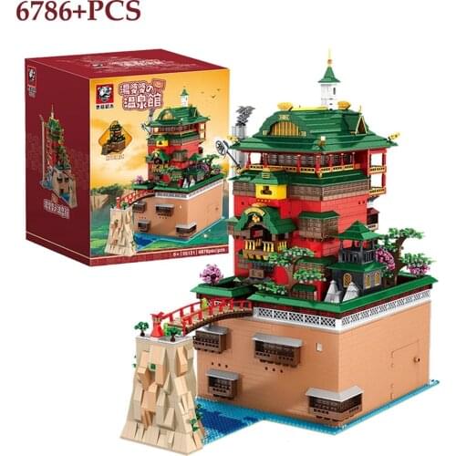 6786PCS MOC Yubaba Hot Spring House Building Blocks Japan Movie City Architecture Street View DIY Bricks Toys For Children Gifts