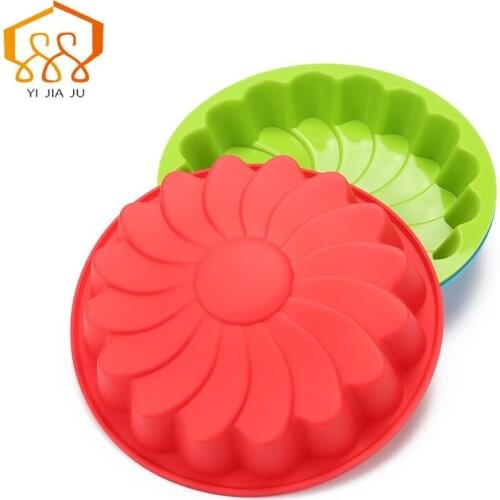 Round Cake Mold 3D Flowers Chocolate Chiffon Cake Moulds Silicone Bakeware Banquet Diy Birthday Party Baking Tools Hot Sale