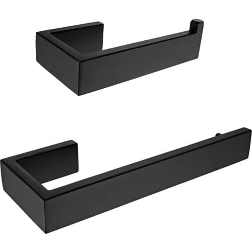 Leyden Black Brushed 304 Stainless Steel 2pcs Bathroom Accessories Set Towel Ring Holder Toilet Paper Holder Tissue Holder