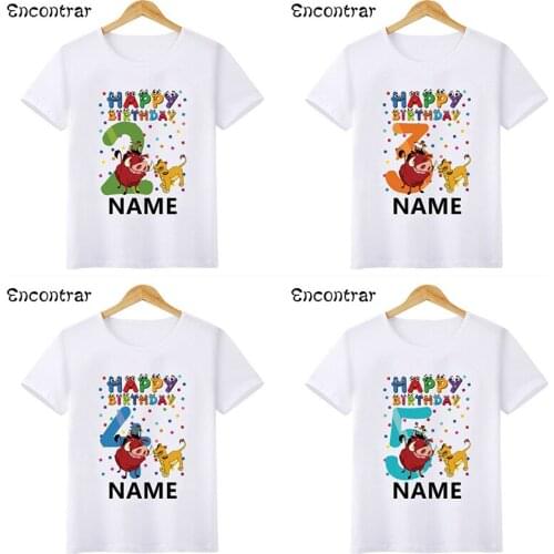 Lion King Cute Simba Cartoon Birthday Boys T-shirt 1 2 3 4 5 6 7 8 9 Years T shirt Baby Girls Tops Kids Party Clothes,HKP2469