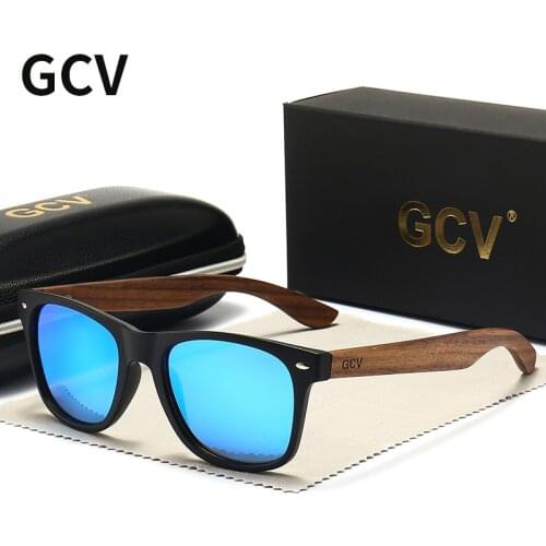 GCV Brand Natural Wooden Sunglasses Men Polarized Fashion Sun Glasses Original Wood Oculos De Sol Masculino 2021 New TR90 Frames