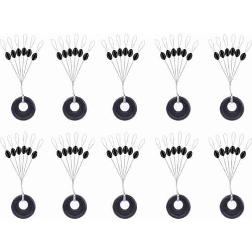 100pcs Set Set Rubber Space Beans Fishing Bobber Stopper Oval Float Sea Carp Fly Fishing Line Accessories
