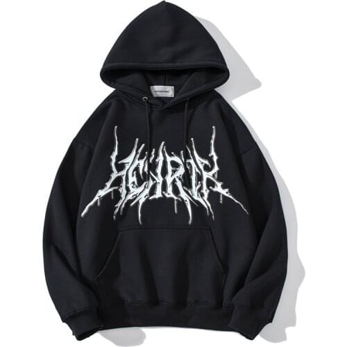 New Style Popular Logo Pure Cotton Chinese Print Loose Hooded Top Lovers Pullover Hoodie Sweatshirt