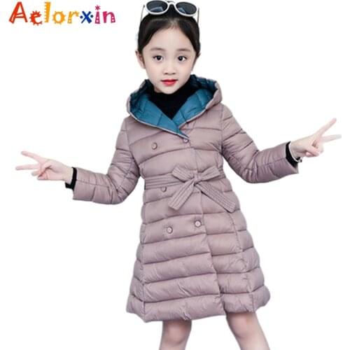 6-15Y Teen Girls Winter Warm Thicken Cotton Coat Kids Hooded Long Coats for Girl Year Outerwear Teen Parkas Down Jacket