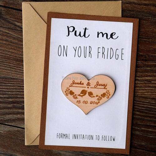 Personalized Heart with couple bird save the date magnet, Wedding Favors,Wood save the date magnet