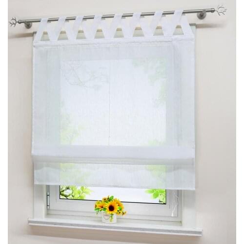 Roman Curtains Polyester Windows Tulle Panel Drapes for Home Kitchen Window Curtains Sheer Living Room Cafe Decoration 1PCS