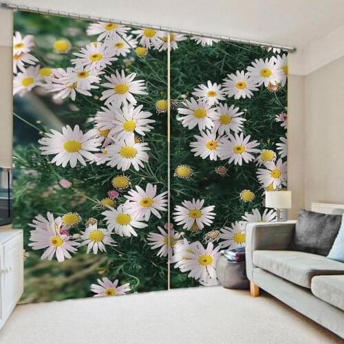 Customized size Luxury Blackout 3D Window Curtains For Living Room New fresh white flower curtains