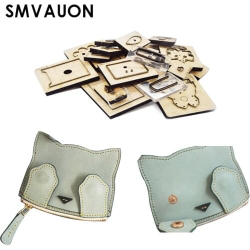 SMVAUON Wooden Die Cut Diy Wallet Purse Kitten Shape Card Bag Coin Purse Die Cutting Plates Suitable For Die Cutting Machine