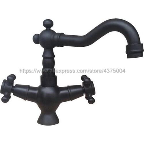 Basin Faucets Oil Rubbed Bronze Bathroom Sink Faucet 360 Degree Swivel Dual Handle Kitchen Washbasin Mixer Taps Nnf338