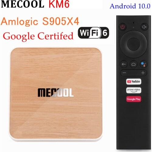 10PCS Mecool KM6 Deluxe ATV TV Box Android 10.0 Amlogic S905X4 4GB 64GB Dual Wifi 6 BT 5.0 1000M Google Certified Media Player