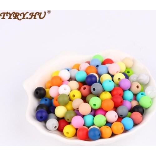 TYRY.HU 200 pieces Silicone Round Beads 9mm Baby Teething Beads Necklace Pacifier Chain BPA Free Baby Teether Bead