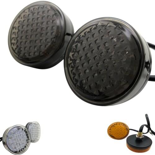 Yecnecty 1 Pair Motorcycle Universal Round Front Rear LED Turn Signal Indicator Amber Light For Harley Bobber Chopper Custom