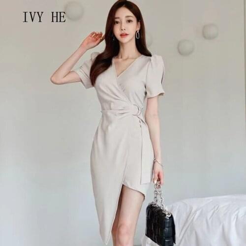 IVY HE High Quality Summer Dress Woman Clothing Sweet chic irregular design Thin Midi Long Dress Traf Robe ZA Party Dresses