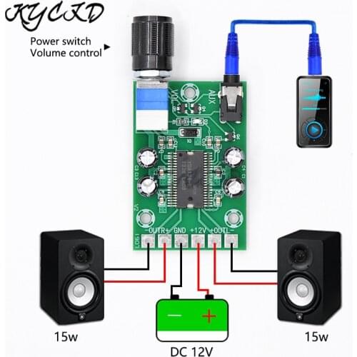 YDA138-E Amplifier Board Class D AMP 15W*2 Stereo Audio Sound System DC 12V 2A with Volume Control for Yamaha Speaker XH-A352
