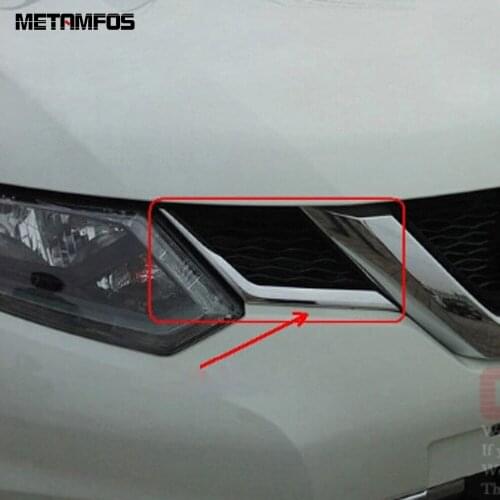 For NISSAN X-Trail 2014-2017 ABS Chrome Front Central Grille Grill Protection Cover Bumper Molding Trim Exterior Accessories