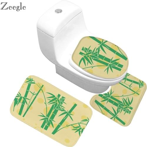 Zeegle Microfiber Bathroom Mat Set 3pcs Soft Printed Floor Rugs Modern Memory Foam Bath Mats Non Slip Carpet Bath Decor