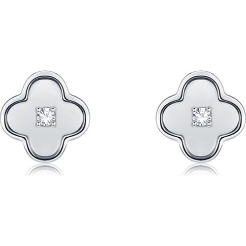 ZEMIOR 925 Sterling Silver Minimalist Flower Earrings For Women Shiny Cubic Zircon Stud Earring Elegant Female Silver Jewelry