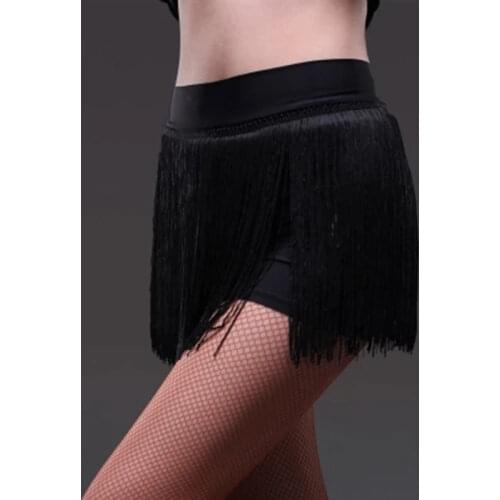 2021 New Ladies Latin Dance Skirt For Womens Black Tassel Styles Dress Competition/Practice wear Skirts S-L