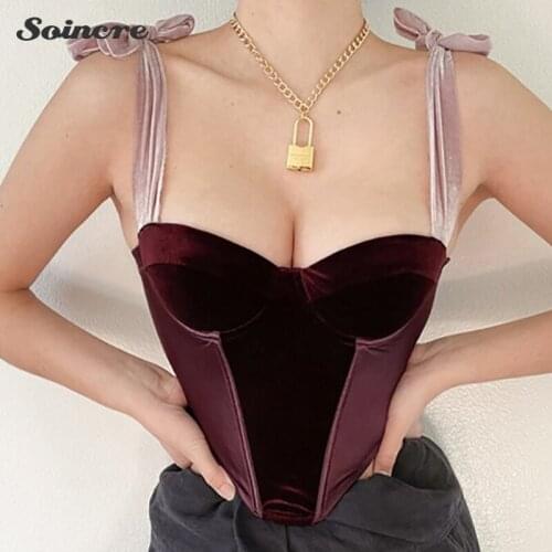 2021 New Summer Womens Lace-up Top Sexy Fashion Velvet Straps Halter Strap Tube Top Straps One-Line Collar Solid Color Top