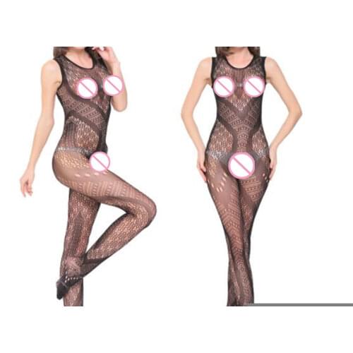 Shengrenmei Women Jacquard Nightwear Embroidery Bodysuits Mesh Teddies One Piece Lingerie Bodystocking Lady Crotchless Underwear