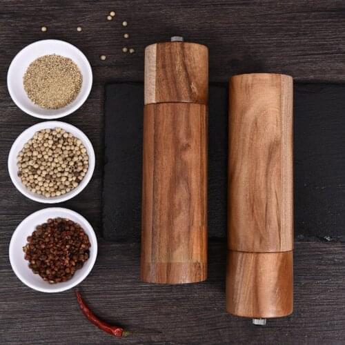 1/2pcs Salt & Pepper Mill Adjustable Wood Pepper Grinders With Ceramic Grinder Kitchen Accessories Tools Cocina Dropshipping