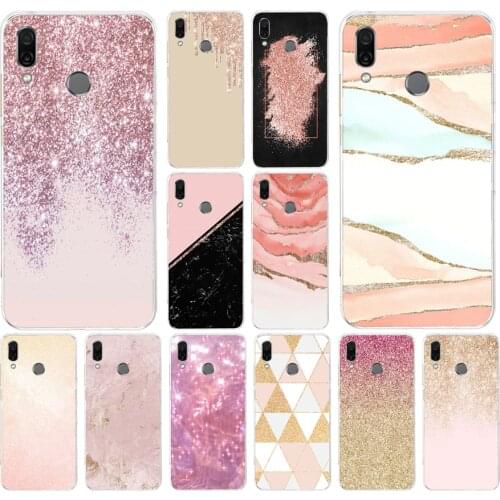 19AS Glitter Pink Gold Soft Silicone Tpu Cover phone Case for huawei Honor 8 8a Prime 8s 8x 8 lite 9 9x 9 lite 10 10i 10 lite