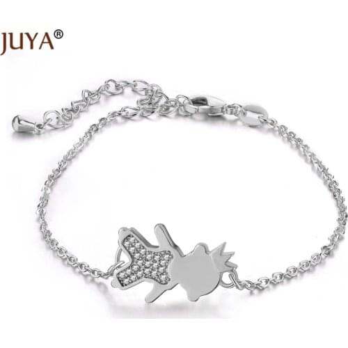 JUYA Summer Latest DIY Popular Lucky Crown Girl Boy Kids Mama Charms Zircon Copper Bracelet Kawaii Jewelry For Mom Women Gift