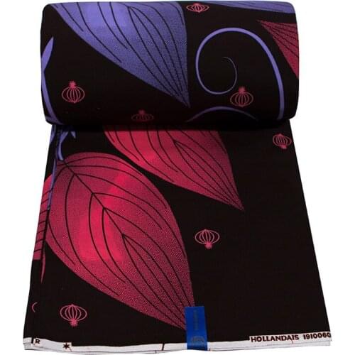 2019 High Quality African Ankara Veritable Real Wax Purple And Red Floral Print 100% Cotton Sewing Material Fabric 6 Yards