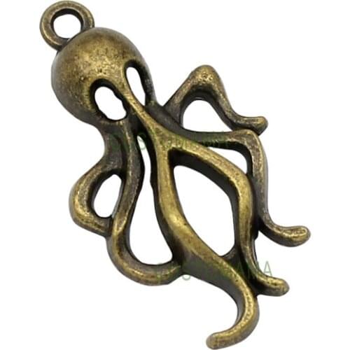 60pcs-Antique Bronze Octopus Charms Pendants, DIY For Bracelet Necklace 30x16mm