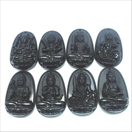 1 set 8pcs obsidian stone pendants buddha pendants carving jewelry pendants fashion selling for prayer items