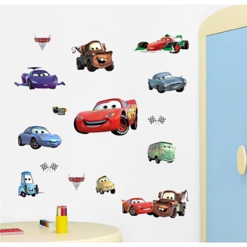 Disney Cars Through Wall Stickers For Kids Rooms Home Decor Cartoon Mcqueen Wall Decals Pvc Mural Art Diy Posters Boys Gifts