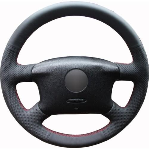 Black PU Faux Leather Hand-stitched Car Steering Wheel Cover for Volkswagen Passat B5 Golf 4 1996-2005 Seat Alhambra 2001-2009
