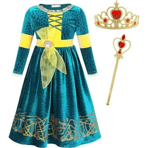 Kids Winter Velvet Long Sleeve Dresses for Girls Autumn Mid Length with Ribbon Bow Waist Tightening Dress Princess Cosplay Cloth