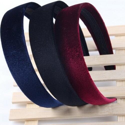 50pcs girl Lady pleuche Hair hoop women Hair Band Velvet Fabric Covered plain plastic Basic headbands hair Accessories FJ3132