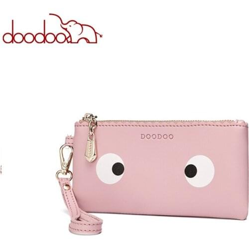Doodoo Women Leather Wallet Clutch Purse Lady Short Handbag Bag Slim Mini Wallet Women Long Clutch Female New Purse Coin Holder