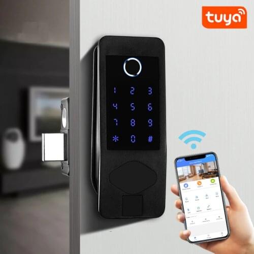 Tuya Wifi Access Door Lock Smart Electronic Home Gate Door Lock With Fingerprint Password IC Card APP Control Unlock Keyless