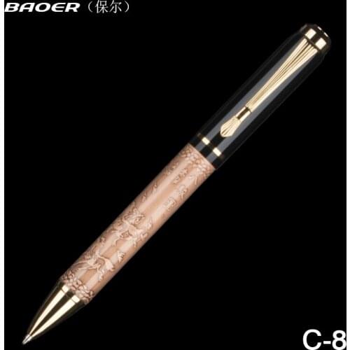 Hot Sale New Gold/Pink/Gray Color Baoer 507 Xubeihong "the Eight Horses" Business Gift Ballpoint Pen with Exquisite Golded Clip