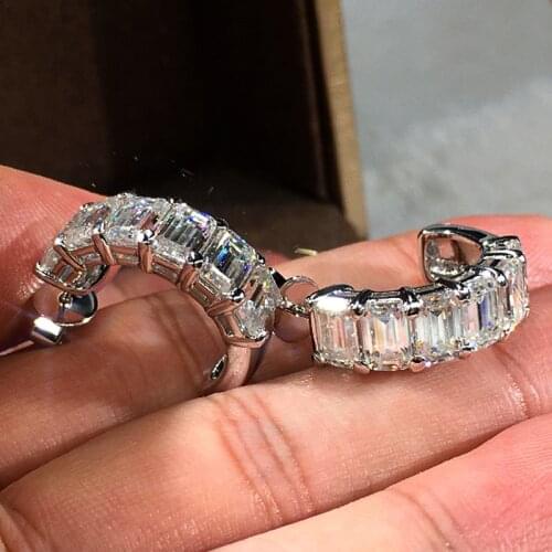 Huitan Fancy Rectangle CZ Stud Earrings Women Gorgeous Bridal Wedding Engagement Jewelry Delicate Love Gift Statement Earring