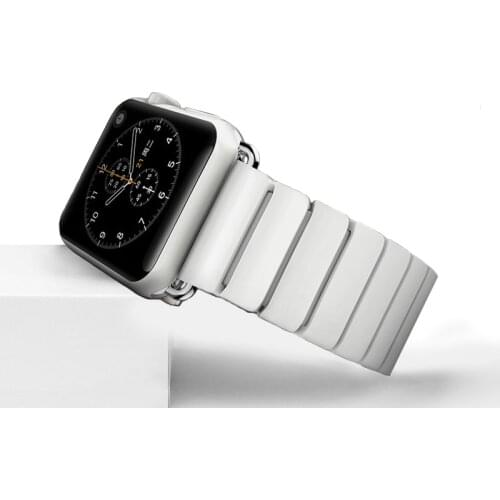 Ceramics link bracelet for apple watch band 44mm/42mm/40mm/38mm iwatch 5/4/3/2/1 Butterfly buckle apple watch strap Accessories
