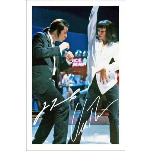 PULP FICTION JOHN TRAVOLTA & UMA THURMAN Signed Art Silk Poster Print 24x36inch