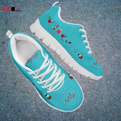 KUILIU New Fashion Graffiti Casual Shoe Women Nurse Heart Print Large Size Flat Sneakers Ladies Brand School Shoes Girl Dropship