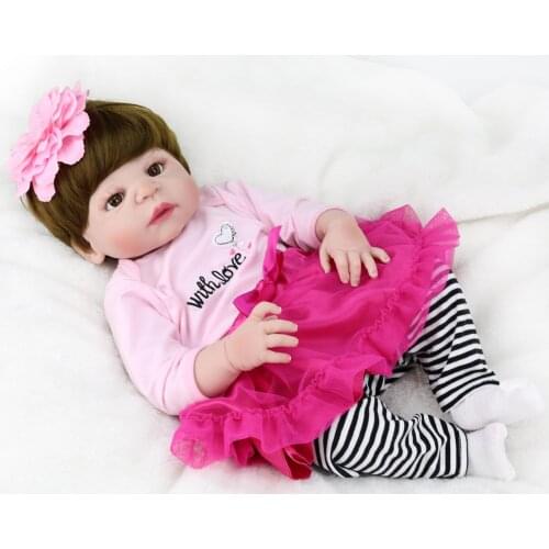 Boneca reborn silicone completa realista Girl baby reborn doll 23" 57cm curly wig bebes reborn toddler doll toys gift
