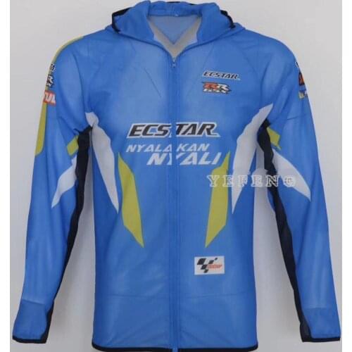 2020 Summer Mesh Anti-UV Hoodie for Suzuki Gsxr Racing Sweatshirt Moto GP Sun Protection Clothing Blue